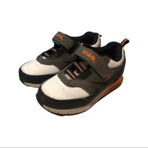 Baby boys' white, gray, black, and orange sneakers